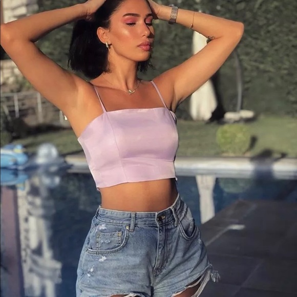Zara Tops Zara Lilac Purple Crop Top Spaghetti Strap Nwt Poshmark